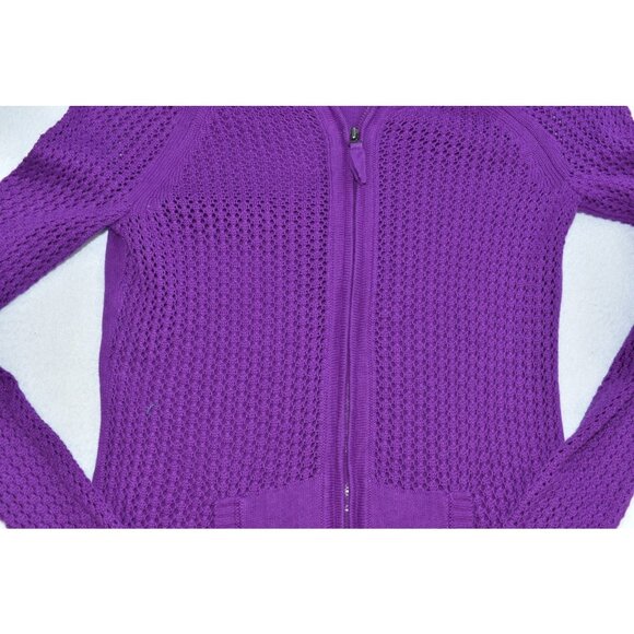 Athleta Sunscape Sweater Womens Sz S Purple Hoodie Zipper Long Sleeve Open Knit - Picture 5 of 12